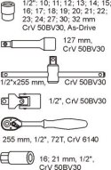 WKŁAD DO SZUFLADY ZESTAW NASADEK 1/2'' 24 CZĘŚCI