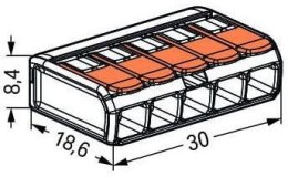 Szybkozłączka uniwersalna LINKA/DRUT 5x 0,2-4mm2 WAGO 221-415 (Paczka 25szt.)