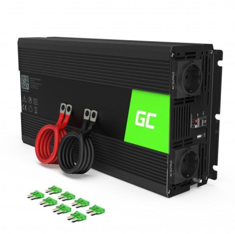 PRZETWORNICA NAPIĘCIA INWERTER Green Cell 24V -> 230V 1500W/3000W MODYFIKOWANA SINUSOIDA INV24