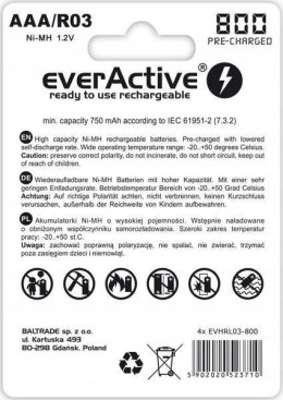 Akumulatorki AAA / R03 Ni-MH everActive 800mAh Silver Line (box 4 szt.)