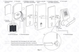 KLAMKA EURA ELH-70B9/SILVER z czytnikiem kart RFID i zamkiem szyfr. srebrny