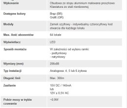 ACO CDNA GR Centrala domofonowa do instalacji analogowych,
bez modułów dzwonienia