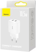 ŁADOWARKA SIECIOWA Baseus Compact Charger CCXJ010202 10.5W 2x USB-A BIAŁA