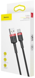 KABEL USB-A -> USB-C Baseus Cafule CATKLF-A91 50cm 3A QC 3.0 CZARNO-CZERWONY W OPLOCIE