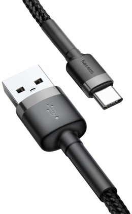 KABEL USB-A -> USB-C Baseus Cafule CATKLF-AG1 50cm 3A QC 3.0 CZARNO-SZARY W NYLONOWYM OPLOCIE