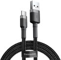 KABEL USB-A -> USB-C Baseus Cafule CATKLF-AG1 50cm 3A QC 3.0 CZARNO-SZARY W NYLONOWYM OPLOCIE