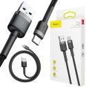 KABEL USB-A -> USB-C Baseus Cafule CATKLF-BG1 100cm 3A QC 3.0 CZARNO-SZARY W NYLONOWYM OPLOCIE