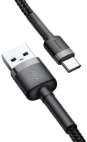 KABEL USB-A -> USB-C Baseus Cafule CATKLF-BG1 100cm 3A QC 3.0 CZARNO-SZARY W NYLONOWYM OPLOCIE