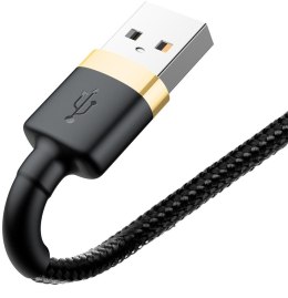 KABEL USB-A -> Lightning / iPhone Baseus Cafule CALKLF-BV1 100cm Apple 2.4A CZARNO-ZŁOTY W OPLOCIE