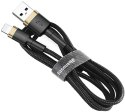 KABEL USB-A -> Lightning / iPhone Baseus Cafule CALKLF-BV1 100cm Apple 2.4A CZARNO-ZŁOTY W OPLOCIE