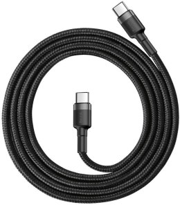 KABEL USB-C -> USB-C Baseus Cafule CATKLF-GG1 100cm 60W 3A PD 2.0 QC 3.0 CZARNO-SZARY W OPLOCIE