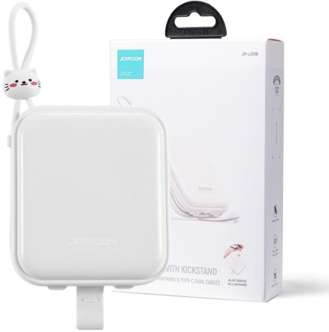 Powerbank Joyroom Cutie Series JR-L008 10000mAh 22.5W PD QC z kablami 1x USB-A 1x USB-C biały