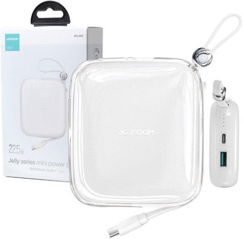 Powerbank Joyroom Jelly Series JR-L002 10000mAh 22.5W PD QC z kablem 1x USB-A 1x USB-C biały