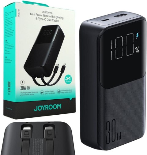 Powerbank Joyroom Digital Display JR-PBC07 20000mAh 30W PD 3.0 QC 3.0 1x USB-A 1x USB-C z kablami