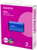 Adata Dysk zewnętrzny SSD SE880 2TB USB3.2A/C Gen2x2 Niebieski