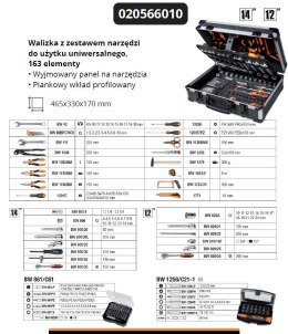 ZESTAW NARZĘDZI 163 SZTUK W WALIZCE